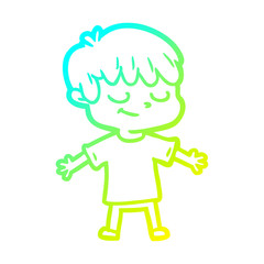 cold gradient line drawing cartoon happy boy