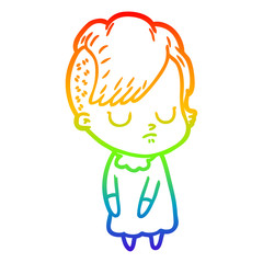 rainbow gradient line drawing cartoon woman