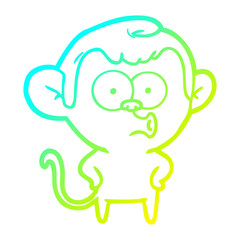 cold gradient line drawing cartoon surprised monkey