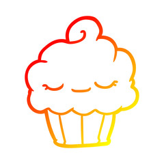 warm gradient line drawing funny cupcake