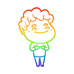rainbow gradient line drawing cartoon friendly man