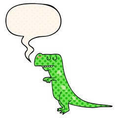 cartoon dinosaur and speech bubble in comic book style