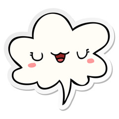 cute cartoon face and speech bubble sticker
