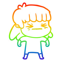 rainbow gradient line drawing cartoon woman