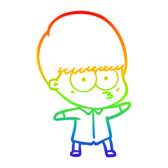 rainbow gradient line drawing curious cartoon boy