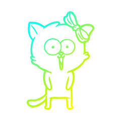 Obraz premium cold gradient line drawing cartoon cat
