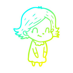 cold gradient line drawing cartoon friendly girl