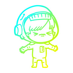 cold gradient line drawing cartoon astronaut woman