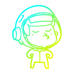 cold gradient line drawing cartoon confident astronaut