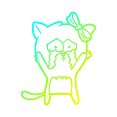 cold gradient line drawing cartoon cat