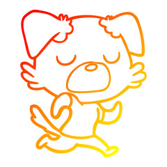 warm gradient line drawing cartoon dog jogging