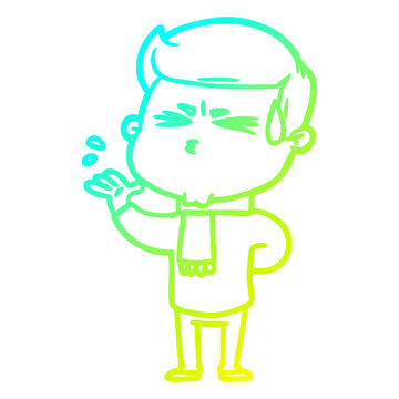 recommend clip art: cold gradient line drawing cartoon man sweating