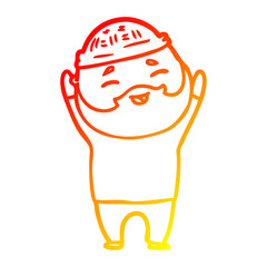 warm gradient line drawing cartoon happy bearded man