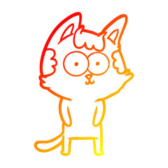 warm gradient line drawing happy cartoon cat