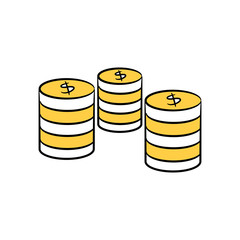 pile of money coins doodle icons