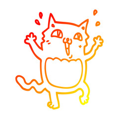 warm gradient line drawing cartoon crazy excited cat