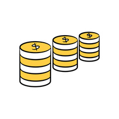pile of money coins doodle icons