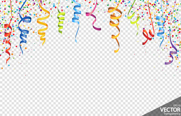 Fototapeta confetti and streamers party background obraz