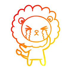 warm gradient line drawing cartoon crying lion