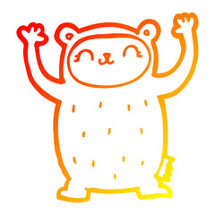 warm gradient line drawing cute cartoon bear