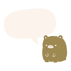 cute cartoon sad bear and speech bubble in retro style