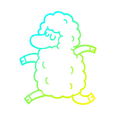 cold gradient line drawing cartoon sheep running