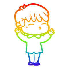 rainbow gradient line drawing cartoon curious boy