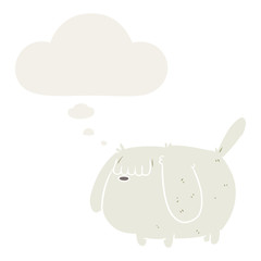funny cartoon dog and thought bubble in retro style
