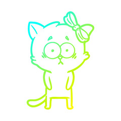 cold gradient line drawing cartoon cat