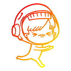warm gradient line drawing cartoon astronaut woman