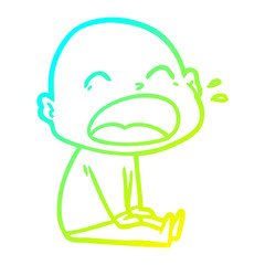 cold gradient line drawing cartoon shouting bald man