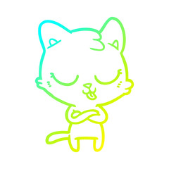 cold gradient line drawing cartoon cat