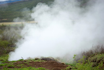 Fototapeta na wymiar Geothermal activity in Hveragerdi, Iceland with hot springs