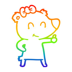 rainbow gradient line drawing female bear cartoon