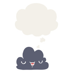 cute cartoon cloud and thought bubble in retro style