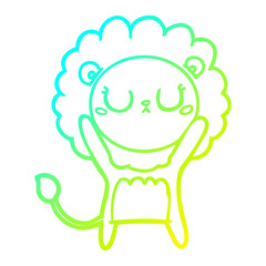 cold gradient line drawing cartoon lion