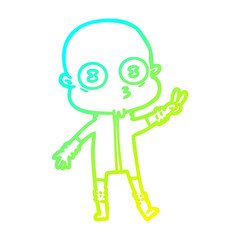 cold gradient line drawing cartoon weird bald spaceman