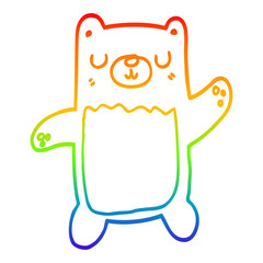 rainbow gradient line drawing cartoon bear