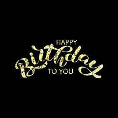 Happy birthday lettering. Congratulatory quote for banner or postcard. Vector illustration