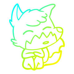 cold gradient line drawing cartoon fox