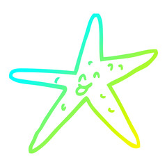 cold gradient line drawing cartoon star fish