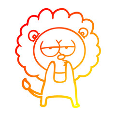 warm gradient line drawing cartoon tired lion