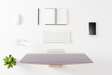 Modern office desktop with computer and accessories