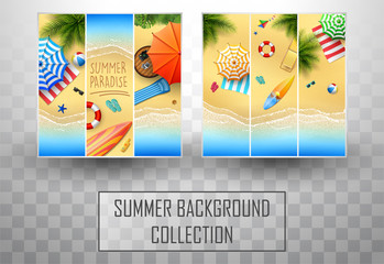 Beautiful top view summer beach background collections