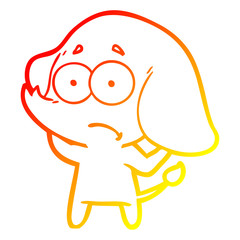warm gradient line drawing cartoon unsure elephant