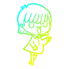 cold gradient line drawing cartoon woman