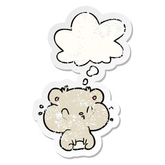 Obraz premium cartoon hamster and thought bubble as a distressed worn sticker