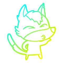 cold gradient line drawing cartoon wolf pouting
