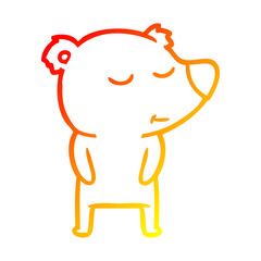 warm gradient line drawing happy cartoon polar bear