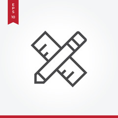 Ruler vector icon in modern style for web site and mobile app